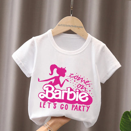 Hot Sale Barbie Princess Print Cartoon Kids T-Shirts Kawaii Girls Clothes Baby Boys Short Sleeve T shirt Summer Children Tops