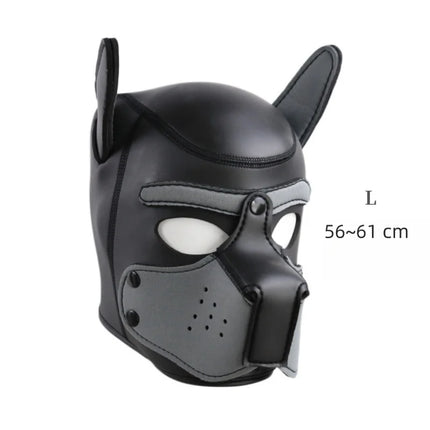 BDSM Leather Bondage Restraints Straps with Luxe Puppy Cosplay Dog Mask Hood for Fetish Slave Binding Erotic Costume