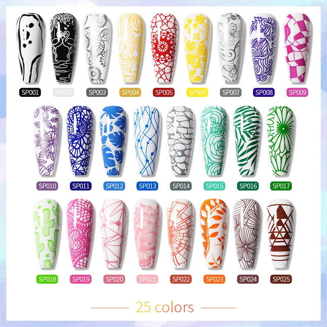 BORN PRETTY 10m Stamping Nail Polish White Black Gold Red Colorful Nail Art Printing Varnish DIY for Nail Plate Design Varnish