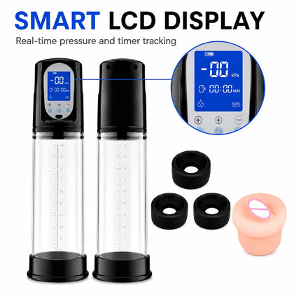 Electric Vacuum Penis Pump Penis Extender 4 Sucking Modes LED Display Rechargeable Cock Training Penis Extension Men's Sex Toy