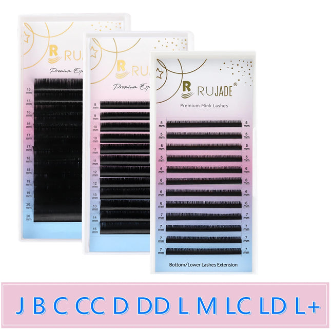 RUJADE J/B/C/CC/D/DD/L/LU/M/N/LC/LD/L+ Curl False Eyelash All Size Bottom/Lower/Long Mink Eyebrow Individual Lashes Extensions