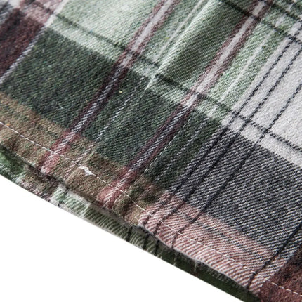 Autumn Hot Sale Of The Season Men's Plaid Hooded Casual Shirt Independent Station Cross-Border Checkered Hoodie Style Floral Patchwork