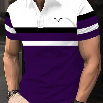Men's summer casual short-sleeved sports polo shirt, men's shirt button polo shirt, logo lapel printed polo shirt, fashionable,