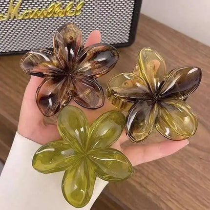 Korean Hawaiian Gradient Flower Hair Claw Clip For Women Girl Fashion Plastic Non-Slip Hold Hairpin Barrette Hair Accessories