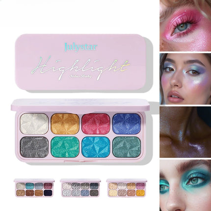 Creamy Eyeshadow Palette 8 Shade Set Buildable Sparkle and Highlight Easy Blend No Fallout for Woman Girl Quick Makeup Essential