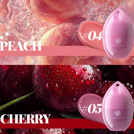 Fruit Flavored Lip Mask Egg Cherry Strawberry Blueberry Peach, Hydrating Reduces Lip Lines Lip Care, Portable Puff Ball Keychain