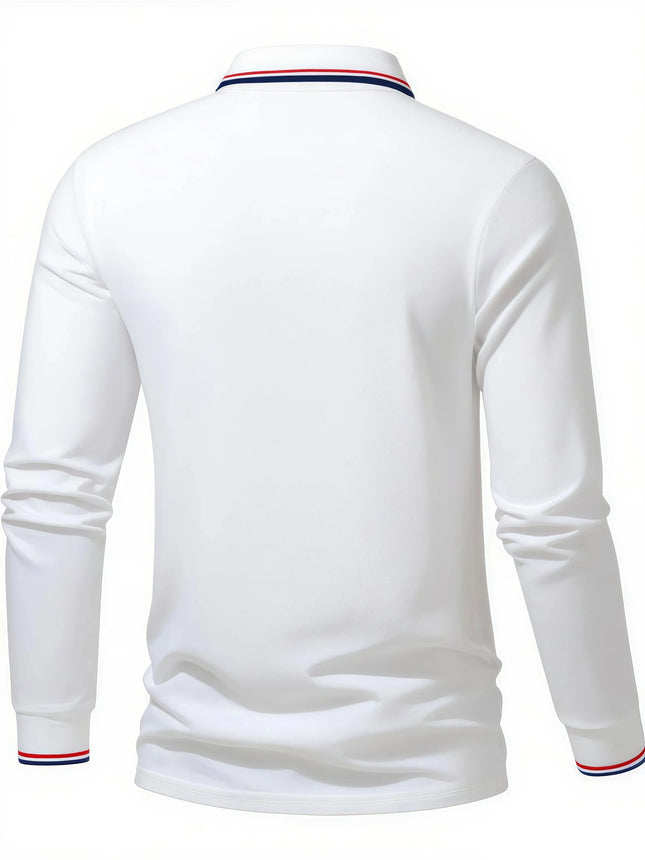 Men's long sleeved polo shirt with spring and autumn embroidery casual polo shirt
