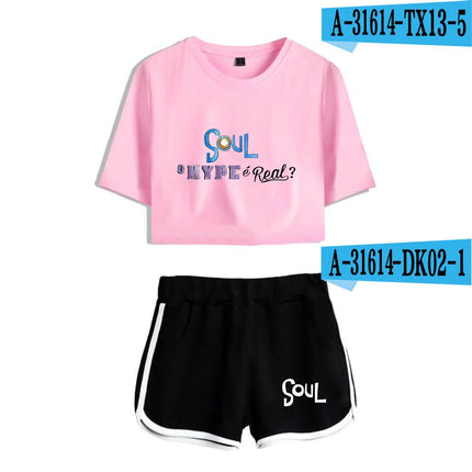 Youthful Movie Joe Gardner T-shirts shorts Pants Dew navel Sport Girls Short Sleeve Suits Sexy Girls Summer Two Pieces sets