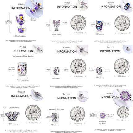 925 Sterling Silver Purple Series Butterfly Aries Gemini Safety Chains Fit Original Bracelet DIY Jewelry Making Gift For Women