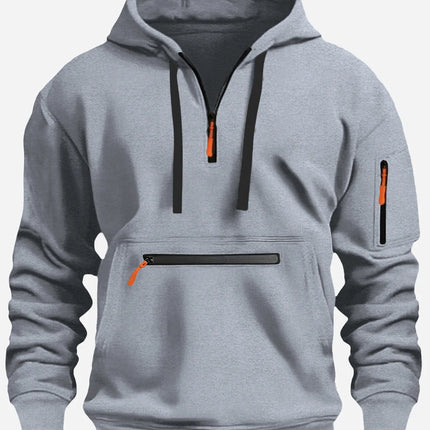 Half Zipper Men's Tactical Hoodies Solid Warm Fleece Military Sweatshirts Multi Pockets Male Hooded Jackets Thick Outdoor Polar