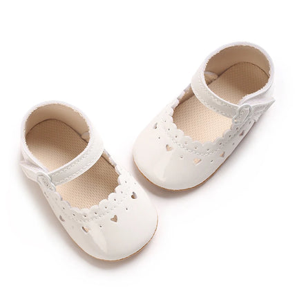 VALEN SINA 0-18 Months Newborn Girl White Baptism Shoes Bow Non-slip Rubber Soft-Sole Flat PU First Walker Mary Janes