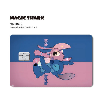 Magic Shark Mickey Minnie Stitch Donald Duck Bear Princess Holographic Film Shinny Laser Skin Sticker for Debit Credit Card