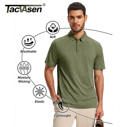 TACVASEN Men's Polo Shirts Short Sleeve Moisture Wicking Lightweight Athletic Casual Collared Golf Shirt Summer Work Polo Shirts