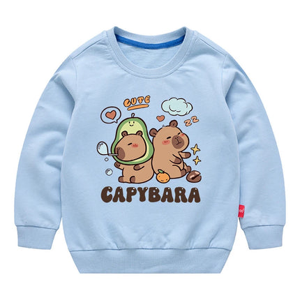 Cute Capybara Printed Kids Cotton Sweatshirts Boys Girls Spring Pullover Children's Japan Style Sportswear Long Sleeve T-shirt