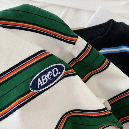 2025 Autumn Children's Clothes Girls Long-Sleeved Base Shirts Cool Boys Striped Cotton T-Shirt Teen Loose Casual 2-7Y Kids Top