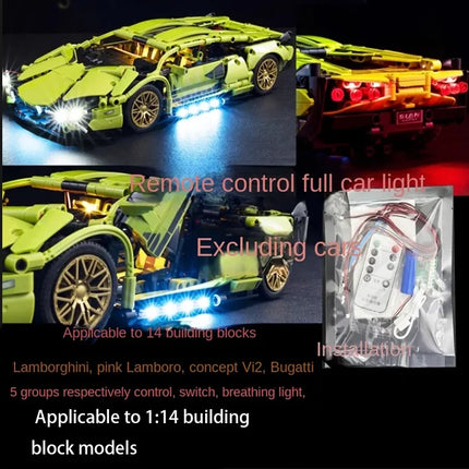 Technical RC Led Light Kit For 1:14  Race Car City Vehicle Bricks DIY Lamp Toys Set （Not Included Building Blocks）