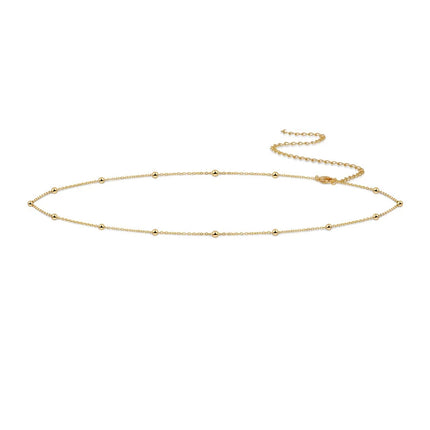 2026 New Gold Color Round Beaded Waist Chain for Women Simple Metal Double-Layer Chain Adjustable Belly Chain Beach Jewelry Gift