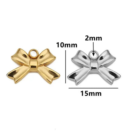 5pcs Stainless Steel Bow Knot Charms Waterproof Pvd Plated Gold Bow Pendants for DIY Earrings Bracelets Necklace Jewelry Making