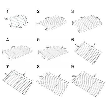 New Stainless Steel Cooling Rack Non-stick Silver BBQ Tray Barbecue Cooking Mesh Shelf