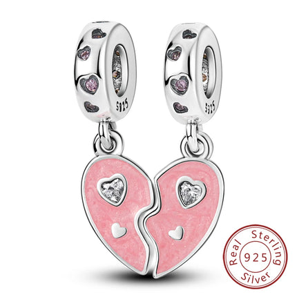Charm 925 Sterling Silver Pink Pendant Charm Fit Original Charm Bracelet Necklace Beads DIY Jewerlry Accessories
