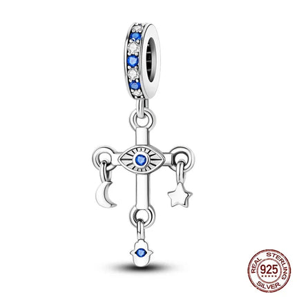 925 sterling silver wings Sister Cross pendant charms fit original 4mm Aperture bracelet charm beads necklace Diy female jewelry