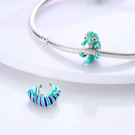 925 Sterling Silver Charms Beads Cute Fire Dragon Shaped Chameleon Charms Fit Original Pendants Bracelet DIY Women Jewelry Gift