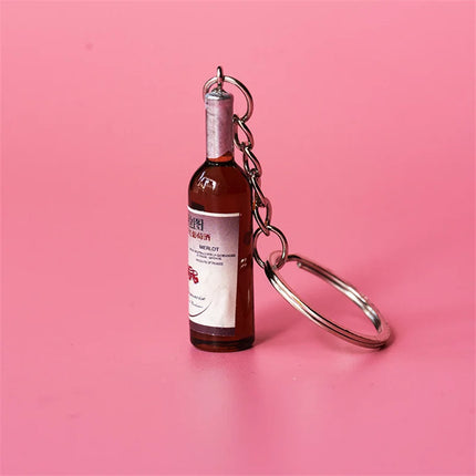 Simulation Resin Beer Wine Bottle Keychain for Women Men Fashion Car Bag Keyring Pendant Accessions Jewelry Gift Wholesale 2025