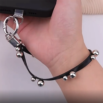 New Rivet Leather Rope Keychain Goth Creative Personality Punk Phone Case Hanging Rope Keychain Gift Trendy Charm Accessories