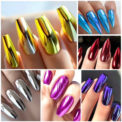 MEET ACROSS 8ml Glass Bottle Metallic Nail Polish Super Silver Gold Mirror Effect Nail Art Polish DIY Manicure Without Lamp