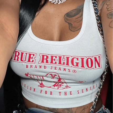 Letter Printed Women Tank Top Sexy Graphic T Shirts Fashion Top Printed Sweatshirts Streetwear 2024 New Popular Y2K Crop Tops