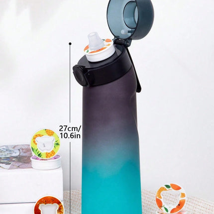 1pc 650ml Flavored Water Bottle with Random 1 Flavour Pods Air Water Bottle Frosted Black Air Camping Sport Fitness Cup