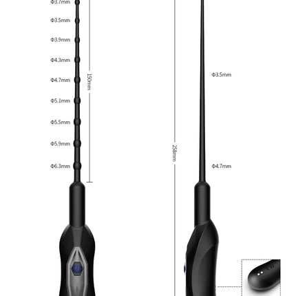 Electric Vibration Silicone Urethral Massager, Adult Male Penis Exercise Stimulation, Bead/Smooth Type