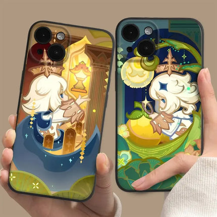Cartoon Game Paimon Genshin Impact Phone  Case For iPhone 17 16 Pro Max 15 14 13 12 11 Mini Simplicity Short Shockproof Cover