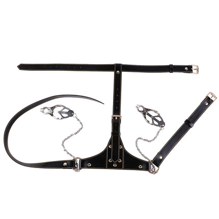 QKKQ Sexy Corset Erotic BDSM Bra With Nipple Clamp Adjustable Chest Bondage Bodice Breast Binder For Women Men Private Games