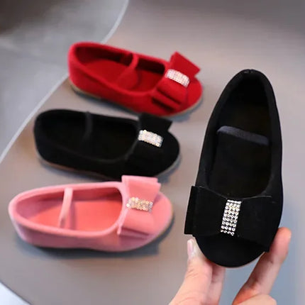 Little Girl Leather Shoes Simple Fashion Children Princess Shoes Solid Color Flats Causal Kids Versatile Bowtie Loafers Moccasin