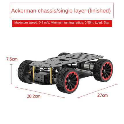 5KG Load Assembled Metal Ackerman Robot Car Chassis with Dual Encoder Motor Front Wheel Servo Steering ROS Programmable Robot
