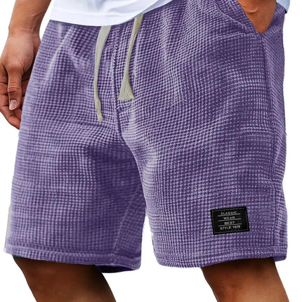 Summer Men's Waffle Business casual shorts New Korean Fashion Drawstring Baggy Short Pants Fitness Breathable Streetwear Gym