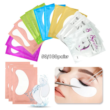 50Pairs/Lots Eyelash Extension Patch Under Eye Pads Hydrogel Patches For Extension Lint Free Stickers Eyelash patches Makeup
