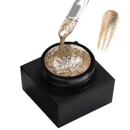 Reflective Glitter Gel Polish Mirror Chrome Effect Gold Silver Black UV Cured Long Lasting Shiny Salon Home DIY Nail Art