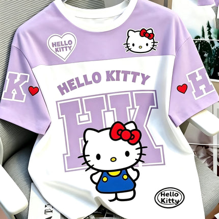The bestseller Summer Men Women Unisex Short Sleeve T-Shirts Breathable Quick Drying Couple Casual T-shirt Hello Kitty HK Tee
