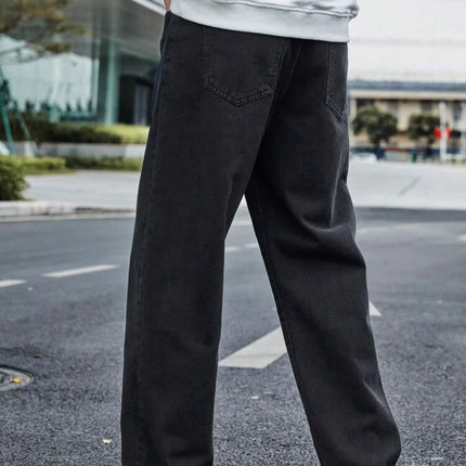 Men's Straight Jeans - Relaxed Fit with Great Drape, Tummy & Slimming Dark Grey Wash