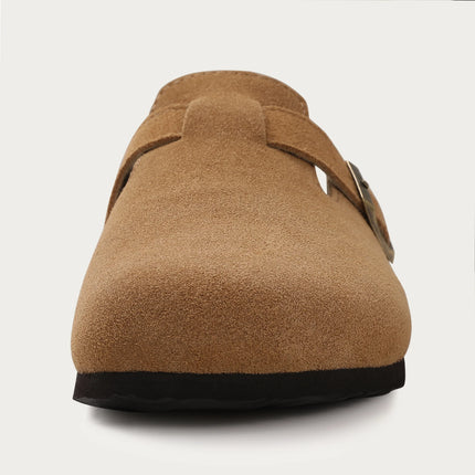 Litfun Suede Cork Clogs For Women Men Genuine Summer Clogs with Arch Support Cork Leather House Mules Shoes Thick Beach Sandals