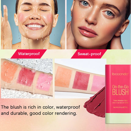 Tinted Mositure Blush Stick Face Pink Cream Cheek Blusher Cosmetics 3 in 1 Makeup Tubes used on lips eyes cheeks