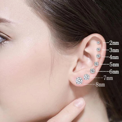 1 piece Medical Stainless Steel Crystal Zircon Ear Studs Earrings Tragus Cartilage Hypoallergenic Screws Piercing Jewelry