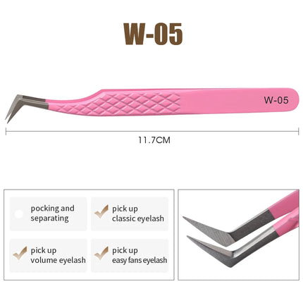 Natuhana Rose red Tweezers Stainless Steel  Tweezers High Precision Anti-static Tweezers for Eyelash Extensions Makeup