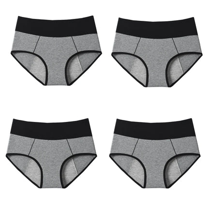 4Pcs Women's Panties High Waist Leak Proof Menstrual Pants Widen Period Underwear Physiological Cotton Plus Size Female Briefs