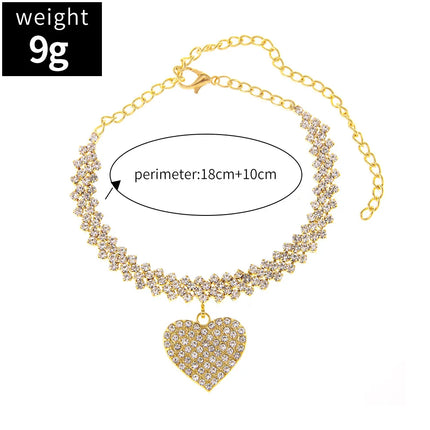 Adjustable Heart Shap Pendant Chain Women's Anklets Silver Gold Color Luxury Bracelet on Leg Accessories Party Fashion Jewelry