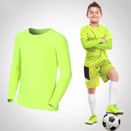 Kids Children Boy Girl Compression Running Long T Shirt Fitness Sport Basketball Football Gym Sportswear Soccer Clothes 25