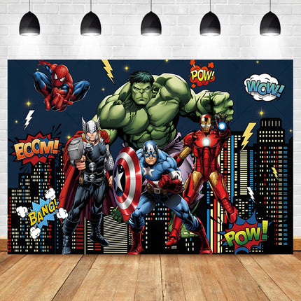 Marvel Avengers Photo Backdrops Banner Captain America Iron Man Spider-Man Boys Birthday Party Decor Custom Superhero Background