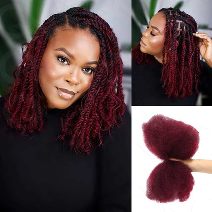 QVR Afro Kinky Bulk Hair No Attachment 50g Afro Curly Bulk 100% Human Hair Unprocessed Virgin Remy Braiding Hair for Dreadlocks